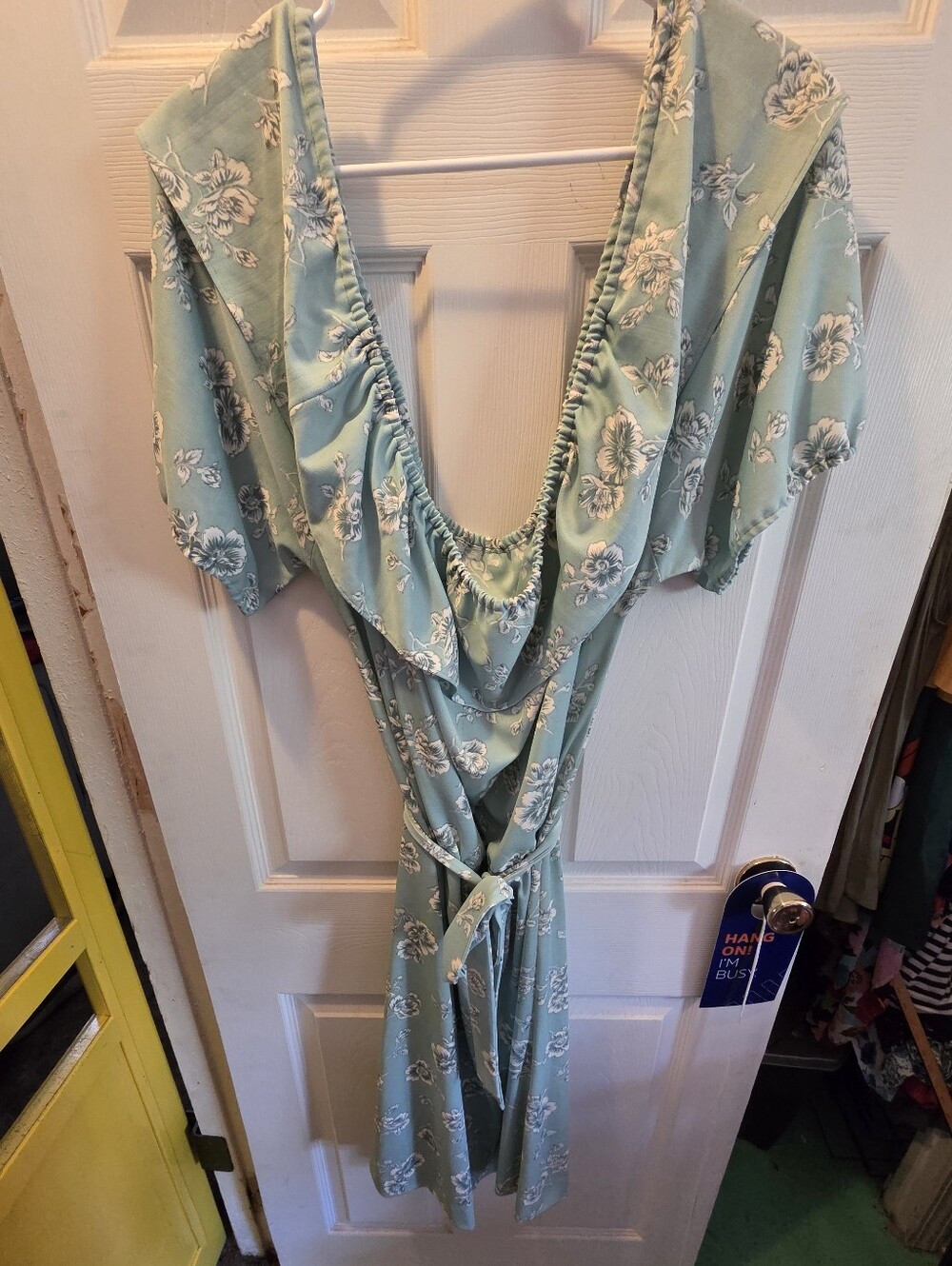 Floral Sage Green Dress with Ruffle Bodice